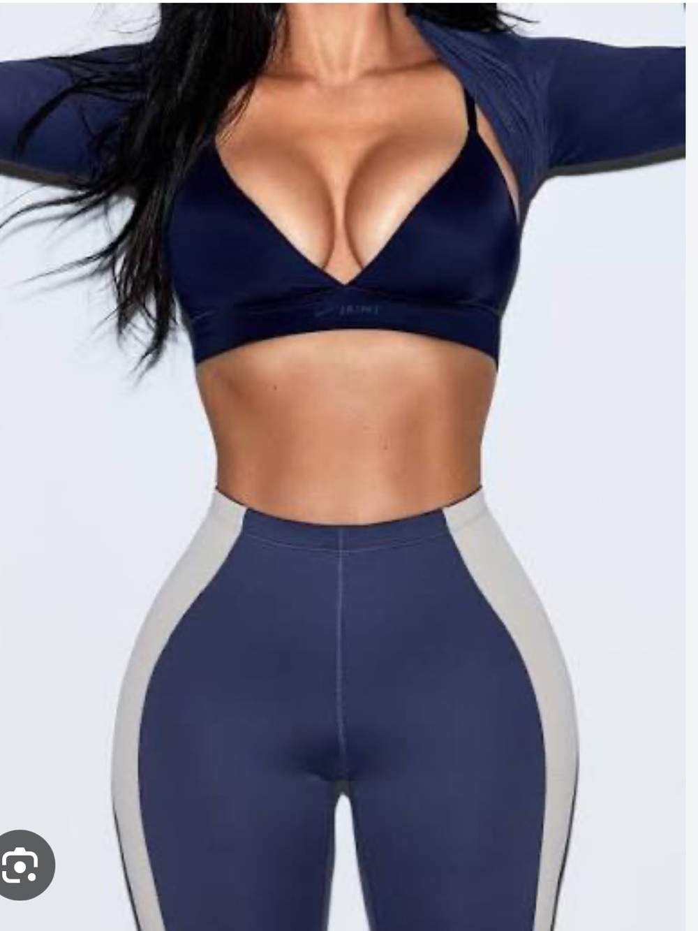 NikeSKIMS Rare Set Matte Shine Mix Legging Deep Royal/Stone & Stone Airy Tee XXS